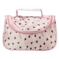 Pink Cosmetic Bag Heart Patterns Zipper Makeup Bag Storage Hand Case