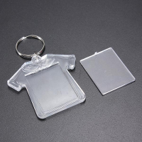 Plastic T Shirt Blank Insert Photo Picture Keychain Frame Keyring