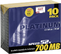 PlatinumCD schijf10014410 stuk(s)700 MB80 min.N/A 10 stuks slimcase