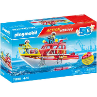 PLAYMOBIL Action Heroes   Brandweerboot Constructiespeelgoed