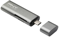 PNY R TC UA 3N1E01 RB Externe geheugenkaartlezer USB C 3.2 Gen 1 Metallic
