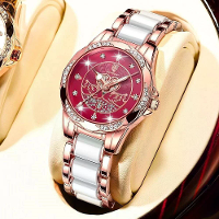 POEDAGAR Dames Luxe Rhinestone Zwanen Kwarts Horloge Waterdicht Luminous Fashion Datum Wijzerplaat Anaog Keramische Band