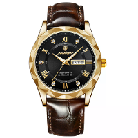POEDAGAR Luxe Zakelijke Herenhorloges Waterdicht Luminous Leren Kwartshorloge Mode Datum Week Herenhorloge