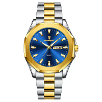 POEDAGAR Mode Waterdichte Zakelijke Kwarts Horloge Kalender Week Luminous RVS Band Mannen Polshorloge