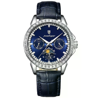 POEDAGAR Zaken Mannen Horloge Luxe Strass Leren Polshorloge Luminous Waterdicht Kalender Kwartshorloge