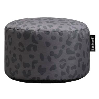 Poef Leopard lebel   antraciet   Ø48x28 cm   Leen Bakker