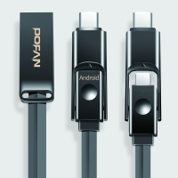 Pofan 3d Zinc Alloy 3 In 1 1.2M 2.4A 8 Pin Micro Usb And Type C Cable For Mobile Phone