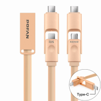 Pofan 3d Zinc Alloy 3 In 1 1.2M 2.4A 8pin Micro Usb And Type C Cable For Mobile Phone