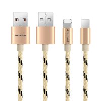 Pofan Nylon Braided 2 In 1 1m 2.1A 8pin And Micro Usb Cable For Mobile Phone