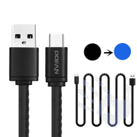Pofan P07 Color Changing 2.4A Usb Type C Pu Braided Charging Data Cable 3.33Ft/1m