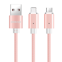 Pofan P13 2 In 1 Nylon Magnetic 2a 8 Pin And Micro Usb Cable For Mobile Phone