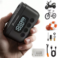 POPDEER P T01 Mini Draagbare Fiets Elektrische Pomp 150PSI met Presta en Schrader Ventiel 1000mAh Batterij LED Licht LCD