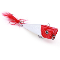 Popper Lure Floating Crankbaits Fishing Baits Feather Treble Hooks