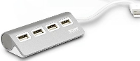 PORT Designs 900120 USB hub 4 poorten Grijs, Wit