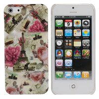 Postcard Style Romantic Pairs Pattern Protective Case For Iphone 5