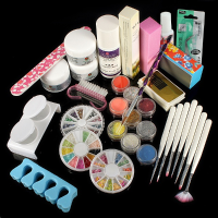 Powder Liquid Glitter Strip Nail Art Uv Gel Tips Full Set