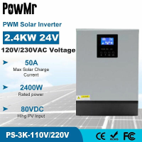 PowMr 3KVA 2400W Omvormer 24V 110V 220V Hybr1d Omvormer Zuivere Sinus Ingebouwd 50A PWM Solar Laadregelaar Acculader PS 