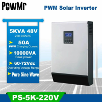 PowMr 5KVA Zuivere Sinus Hybr1d Omvormer 48V 220V Ingebouwde PWM 50A Solar Laadregelaar en AC Lader voor Thuisgebruik PS