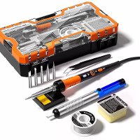 Premium 60W Instelbare Temperatuur Soldeerbout Kit Keramische Verwarmer 200 450°C Inclusief Soldeerpunten Soldeerdraad O