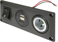 ProCar Einbausteckdose mit USB A Doppelsteckdose schaltbar + 1 Powersteckdose Inbouwstopcontact met USB A dubbel stopcontact schakelbaar + 1 power contactdoos
