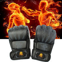 Pu Leather Boxing Gloves Mma Ufc Sparring Grappling Free Combat Muay Thai Black