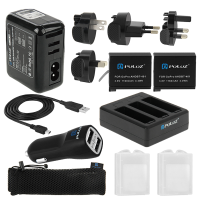 Puluz Pkt08 13 In 1 Car Charger Batteries Bag Charging Set For Gopro Hero 4