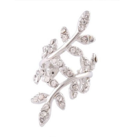 Punk Rhinestone Leaf Earring Clip Ear Cuff Silver Gold Plated