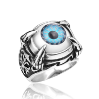 Punk Rock Stainless Steel Dragon Claw Evil Eye Eyeball Ring For Men