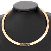 Punk Slim Curved Metal Bib Choker Collar Necklace Gold Silver Plated