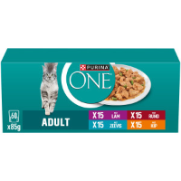 Purina One Adult met lam, zeevis, rund en kip natvoer kat (multipack) 120 x 85 g