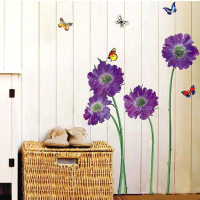 Purple Flower Butterfly Paster Home Decor Removable Wall Sticker