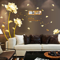 Pvc Golden Love Lotus Wall Sticker Home Decor Diy Mural Decal Art