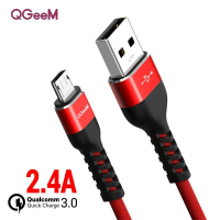 QGEEM QG CC13 Micro USB datakabel 2.4A Nylon Snel opladen ASUS ZenFone Max Pro (M1) ZB602KL Huawei