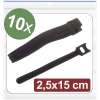 Quadrios 24CA314 Klittenband kabelbinder Om te bundelen Haak  en lusdeel (l x b) 150 mm x 25 mm Zwart 10 stuk(s)