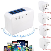 Qualcomm Qc2.0 Usb 4 Ports Wall Travel Charger With Us/eu/au/uk Plug Adapter