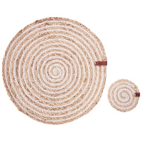 QUININE   Set van 12 placemats en onderzetters   Natuurlijk   Jute