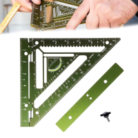 Rafter Carpenter Driehoek Vierkante Liniaal Met Jig Block Houtbewerking Meetliniaal Aluminiumlegering Rafter Gereedschap