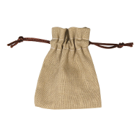 Kleine jute katoenen canvas zakjes/buidels   4x stuks   met afsluitkoord   10 x 7 cm