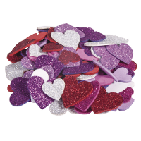 Rayher hobby knutsel hartjes   foam/rubber   100x stuks   met glitters   Zelfklevend