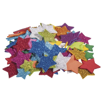 Rayher hobby/knutsel sterren met glitters   100x   zelfklevend   multi kleuren   foam/rubber