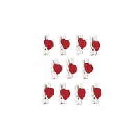 Valentijn / huwelijk artikelen   12x stuks mini knijpertjes met rode hartjes   van 2,5 cm