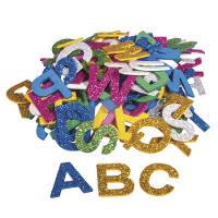 Zelfklevende foam/rubber letters met glitters   130x stuks   Knutselmateriaal