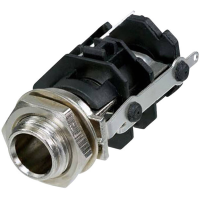 Rean AV RJ3VM S CON Jackplug 6,35 mm Bus, inbouw verticaal Aantal polen: 3 Stereo Zwart 1 stuk(s)