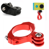Red Aluminum 31.8Mm Bike Handlebar Mount Clamp With 1/4 Inch Bridge Adapter Convertor For Gopro Sjcam Xiaomi Yi Camera