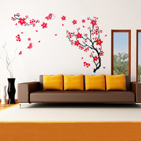 Red Plum Blossom Wall Sticker Removable Art Diy Home Decor