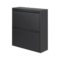 Pippen industrieel schoenenkast 2 vakken zwart metaal   22,5x75x77,5 cm