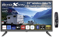 Reflexion LCD TV Draagbare TV 60 cm 24 inch Energielabel E (A   G) CI+*, DVB S, DVB T, DVB C, Smart TV, WiFi, Ingebouwde accu Zwart