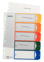Leitz 12910000 Register DIN A4, Bovenbreedte 1 5 Polypropyleen Meerdere kleuren 5 tabbladen PC beschrijfbaar 12910000