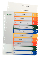 Leitz 12930000 Register DIN A4, Bovenbreedte 1 10 Polypropyleen Meerdere kleuren 10 tabbladen PC beschrijfbaar 12930000