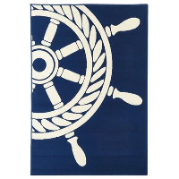 Floorita binnen/buitenvloerkleed Wheel   marine   133x190 cm   Leen Bakker